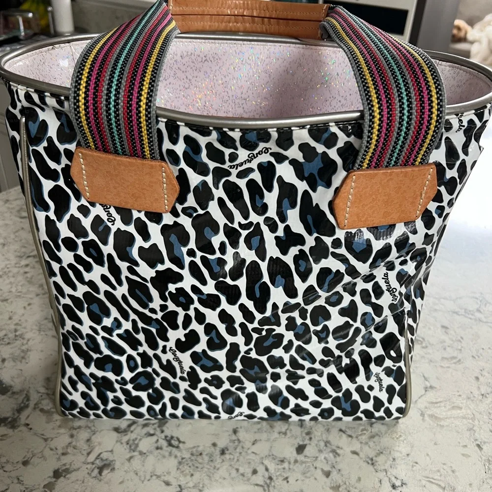 Consuela Leopard Print Tote with Multicolor Straps - Picture 1 of 8